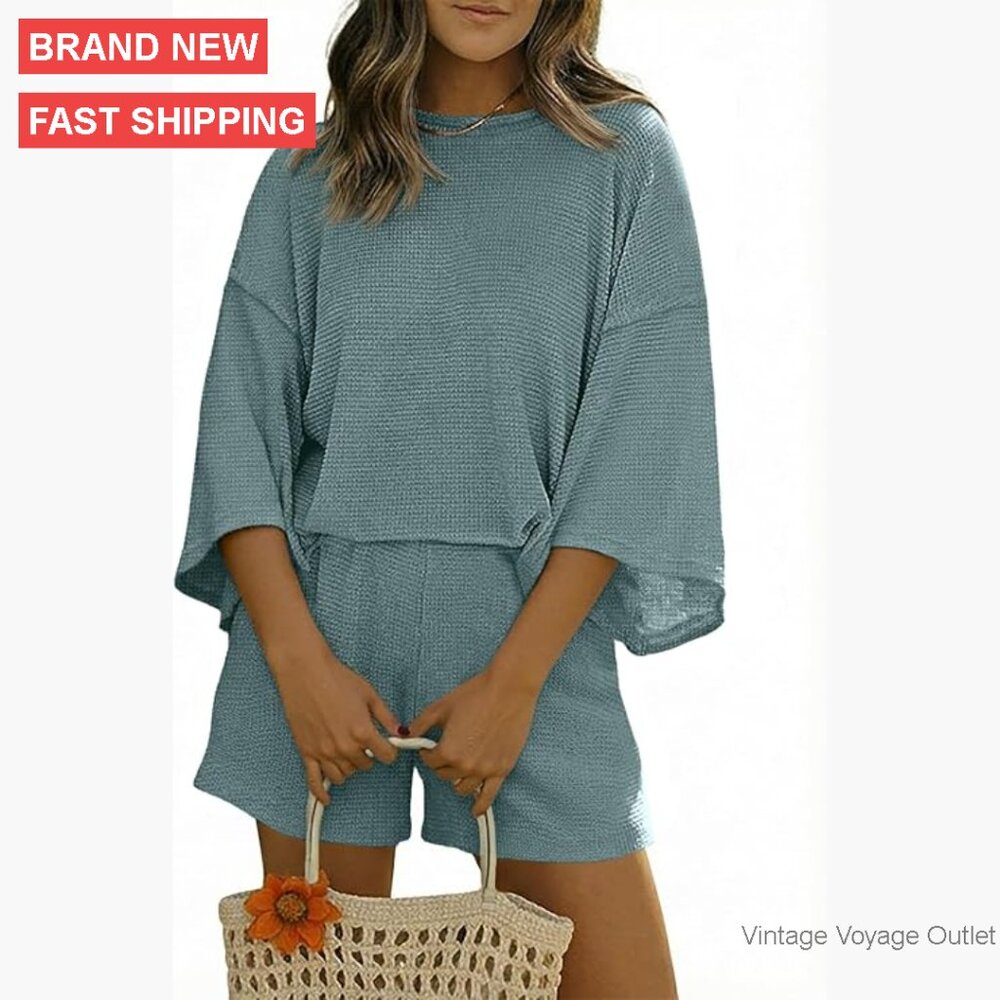 Women's 3/4 Sleeve Lounge Set, Recycled Polyester, Medium Size